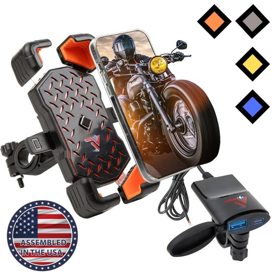 Cell Mount with USB Orange Diamond Plate Style