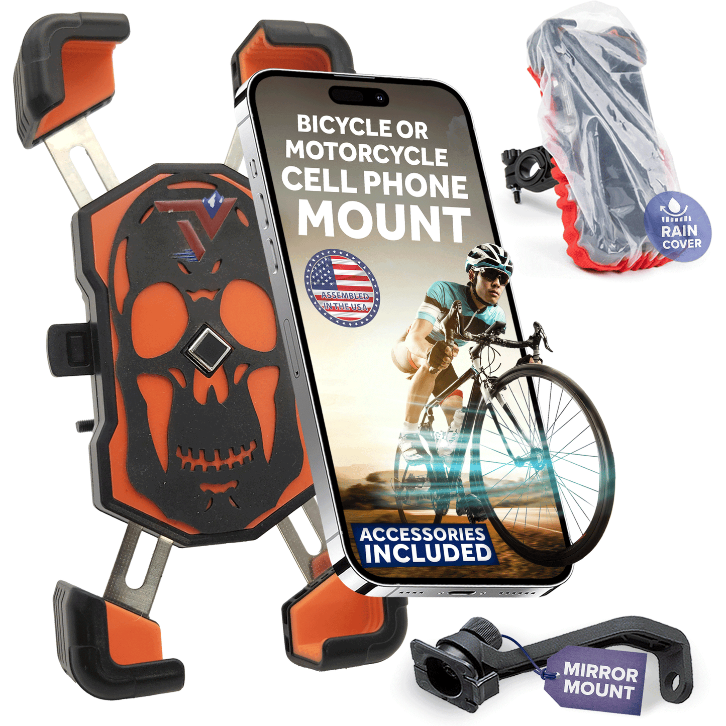 Bike cell phone mount for Honda, Yamaha with mirror mount