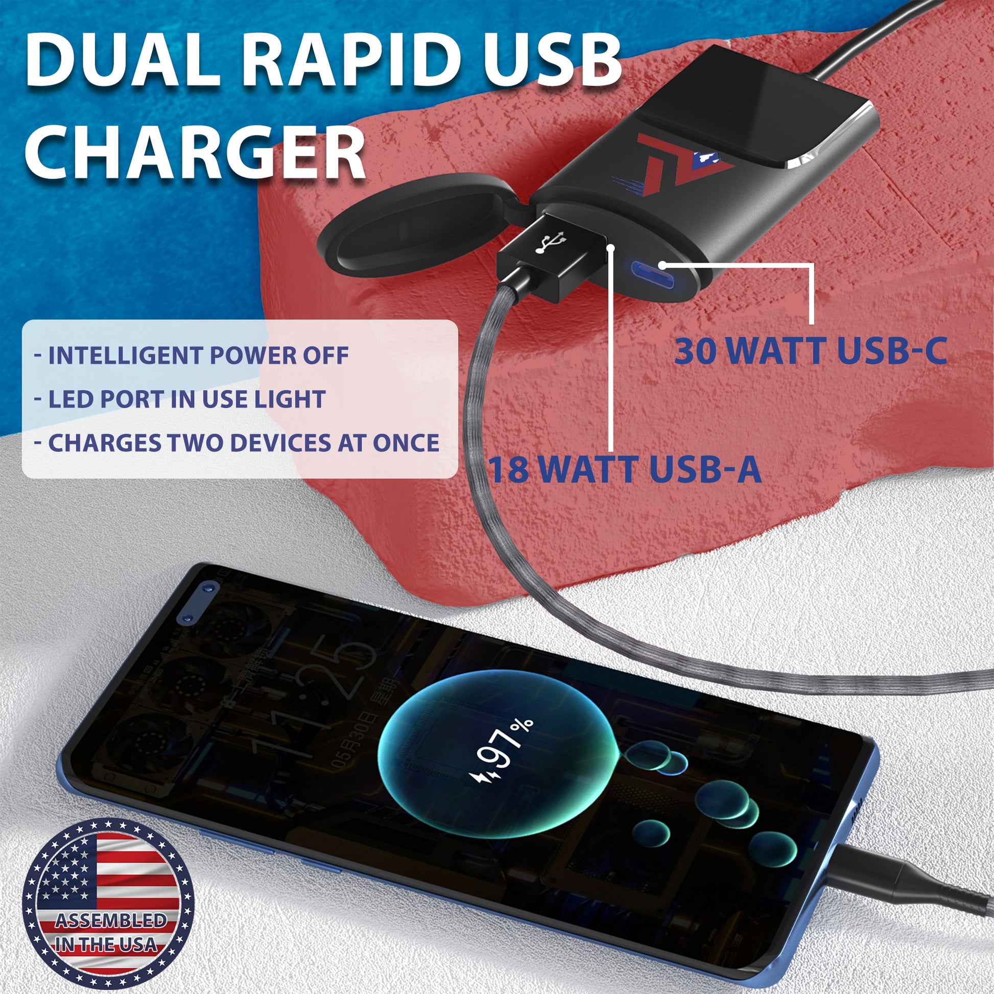  Dual USB 30 Watt Rapid Charger 30 Watt