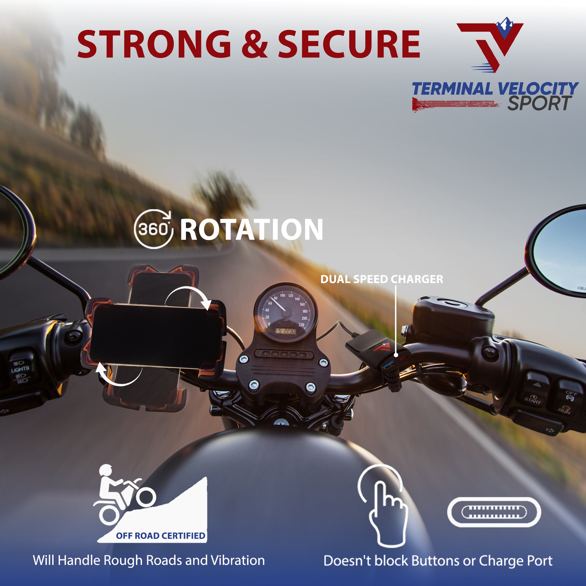 Cell Phone Speed Mount With Dual USB Is Strong & Secure
