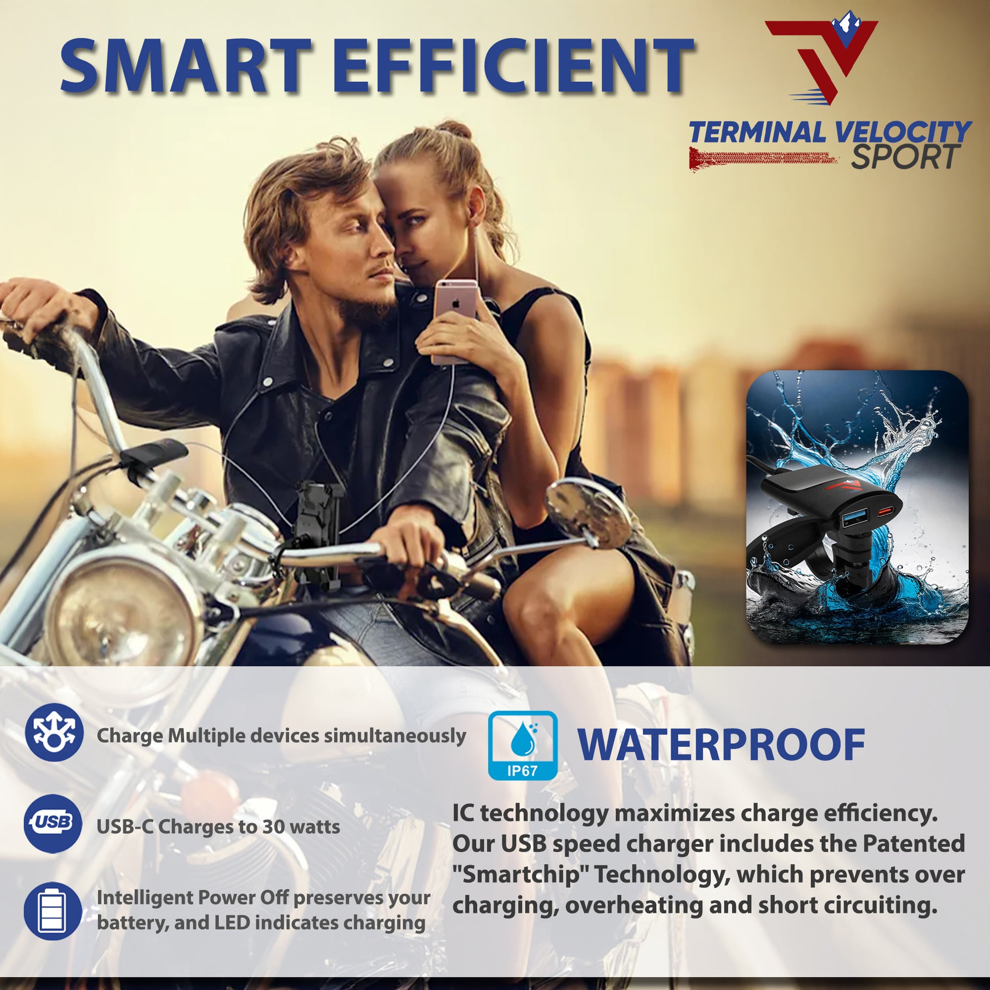 Dual Motorcycle Rapid Charging Port Smart & Efficient